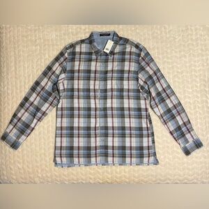 NWT- Reversible Banana Republic Blue and Red Plaid Shirt